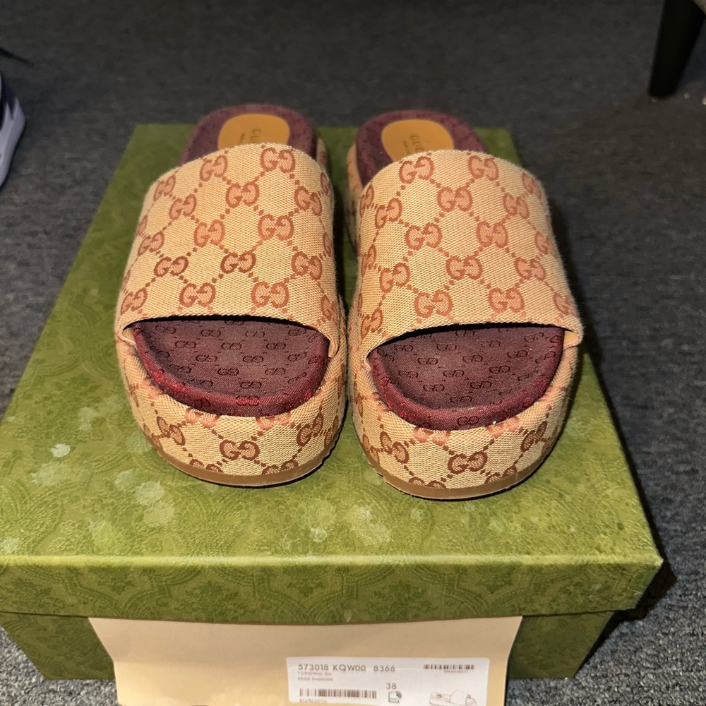 Gucci  Beige Ruggine Platform Sandals